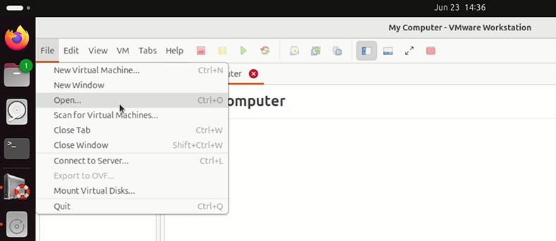 VMware Workstation: Abrir máquina virtual