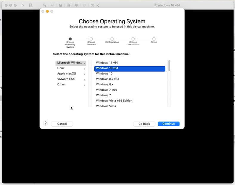 VMware: Sélectionnez le système d'exploitation souhaité