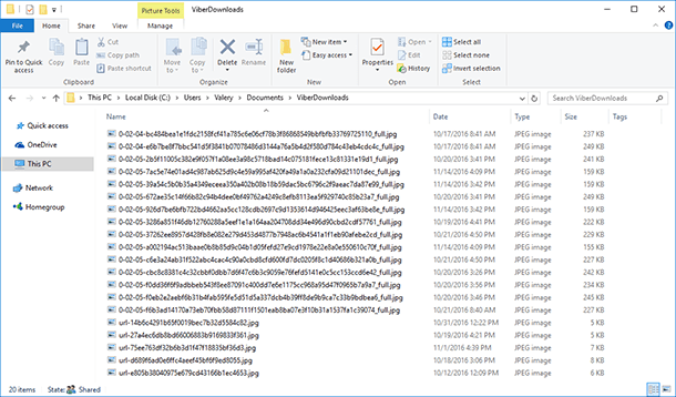 Received and Sent Viber Files C:UsersUserNameDocumentsViberDownloads