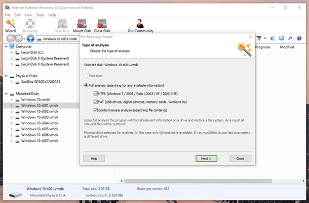 Hetman Partition Recovery. Scan the disk with the application