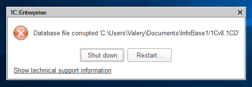 Database file corrupted