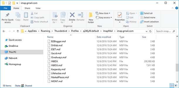 Mail and ImapMail folders