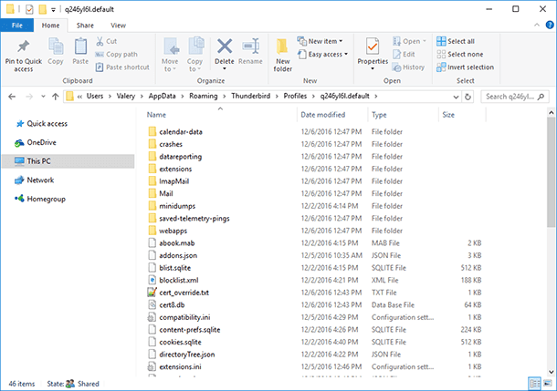 where is mozilla thunderbird profile folder