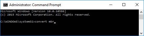 Command Prompt: convert-mbr