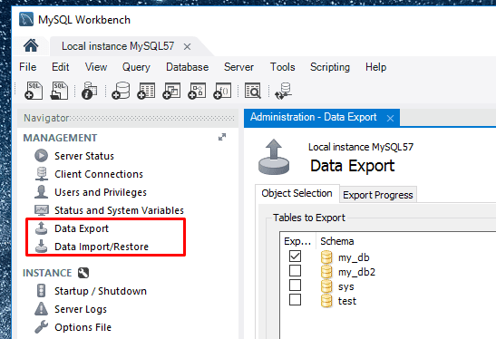 mysql workbench import database