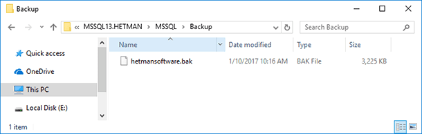 C:Program FilesMicrosoft SQL ServerMSSQL13.MSSQLHETMANMSSQLBackup