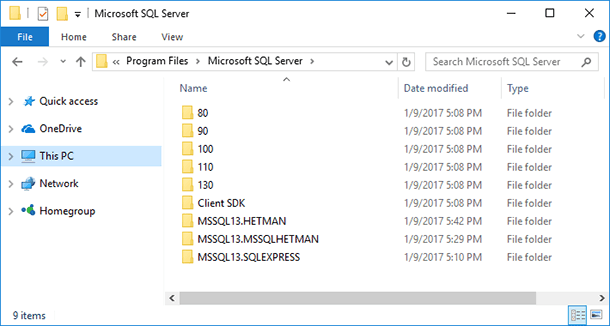 Microsoft SQL Server: MSSQL13.SQLEXPRESS, MSSQL13.MSSQLHETMAN