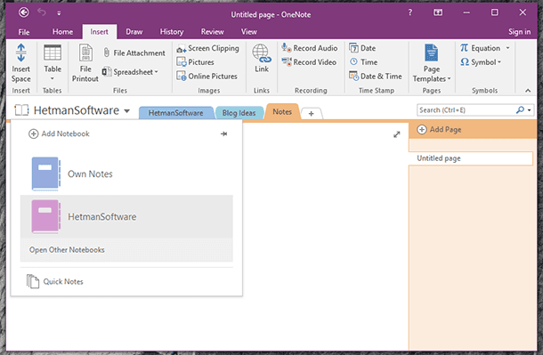 OneNote. «Open Other Notebooks»