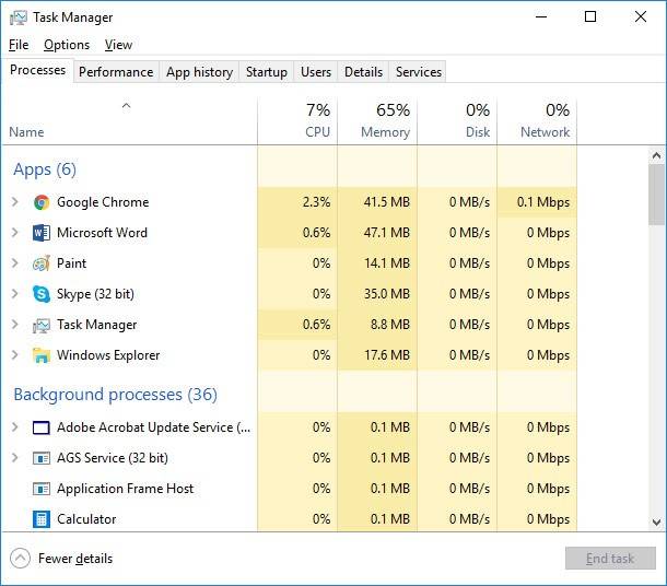 Task Manager / Processes