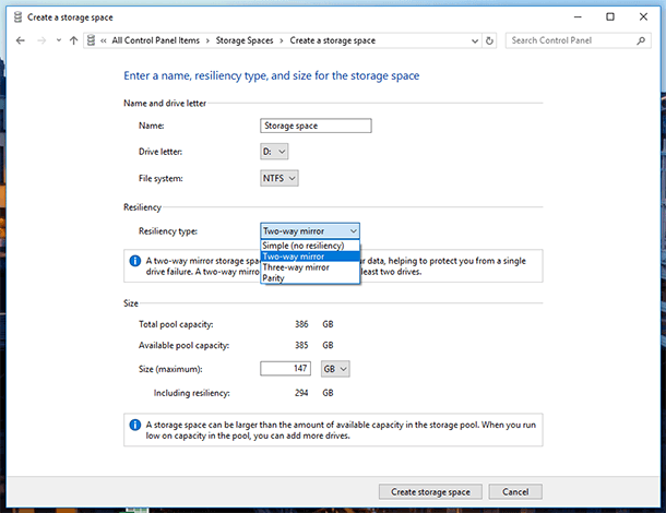 Creating disk space