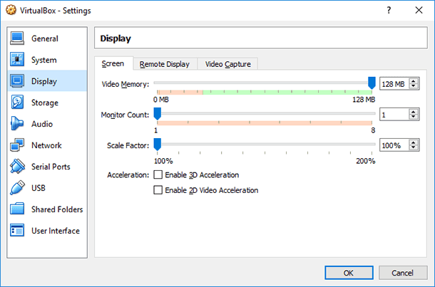 VirtualBox. Settings