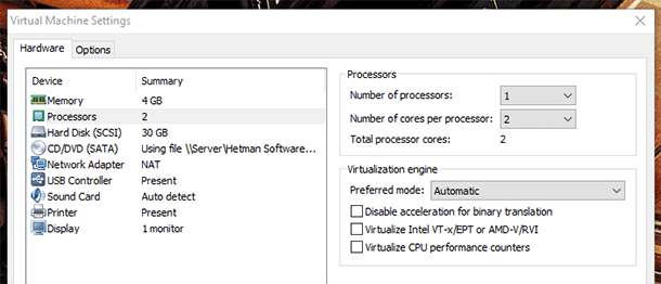 VMware Workstation. Virtual Machine Settings