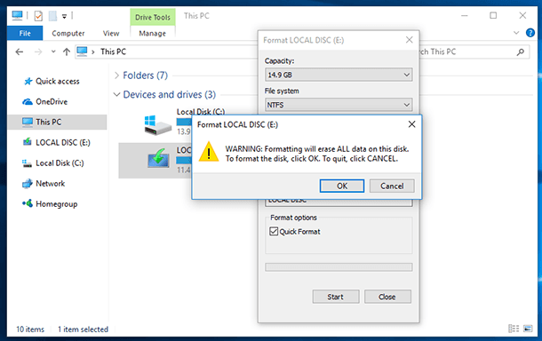 how to format a floppy disk in 740k in dinwos 10