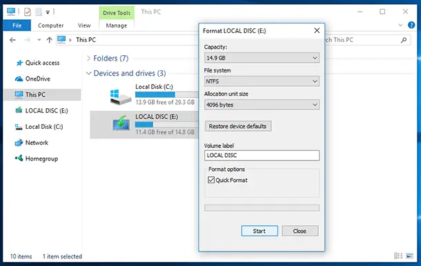 zelfstandig naamwoord volwassene maat How to Erase and Format a Disk in Windows 10, 8 or 7