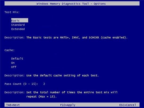 interpret windows memory diag results