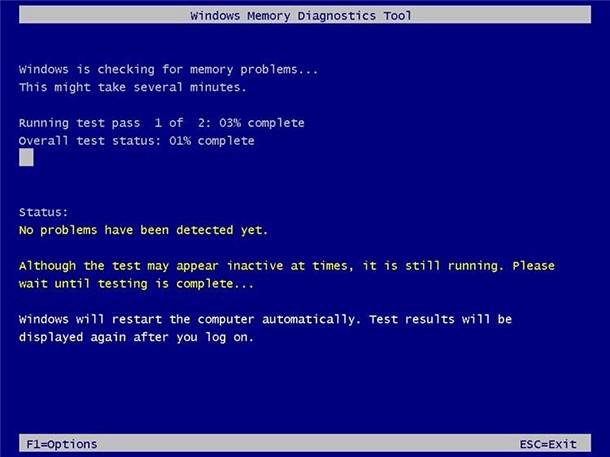 Windows Memory Diagnostics. Standard test