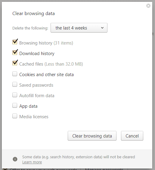 Yandex.Browser. Select the data you need to remove from browsing history and click “Clear browsing data”