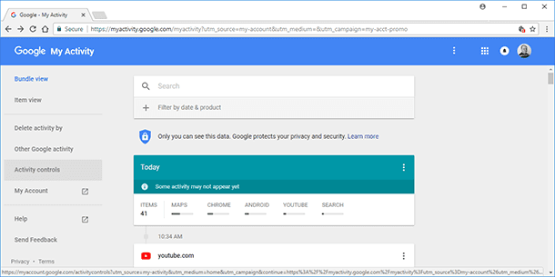 YouTube. To view user’s search history or YouTube watch history, go to “My activity” tool in your Google account