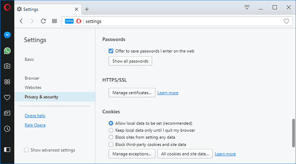Opera. Go to Menu / Settings / Privacy & Security / Passwords, and click “Show all passwords.”