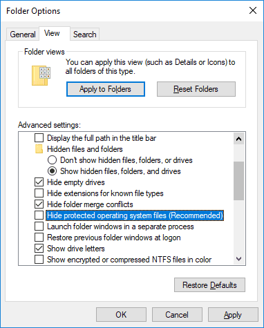 Folder Options