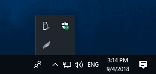 Windows Defender Security Center in tray