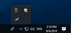 Yellow triangle if Windows Defender icon in the System Tray