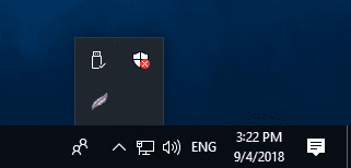 Windows Defender icon in the System Tray will show a red circle