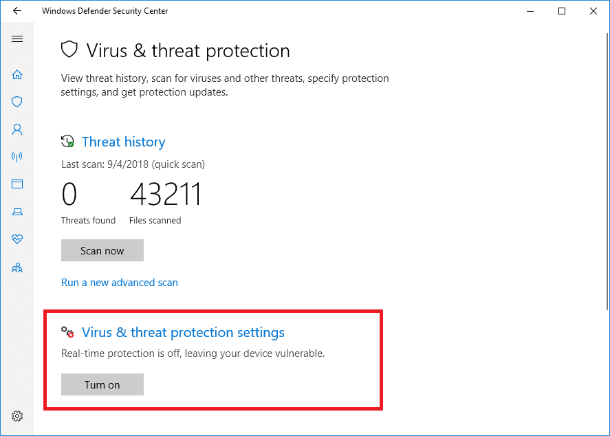 Find Virus & Threat Protection settings and click on the link