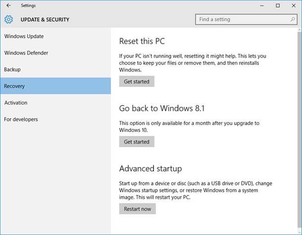 return laptop to factory settings windows 10