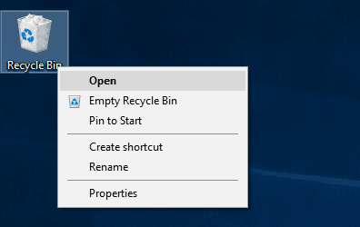 Open Recycle Bin