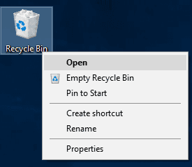 Open Recycle Bin