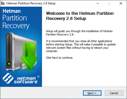 إعدادات Hetman Partition Recovery 