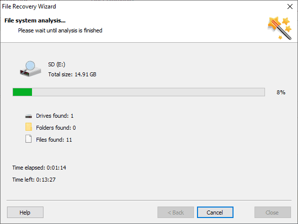 Hetman Partition Recovery. The process of analysis