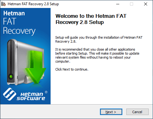 Installation de Hetman FAT Recovery