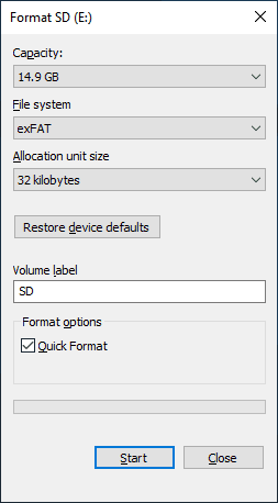 Options de formatage