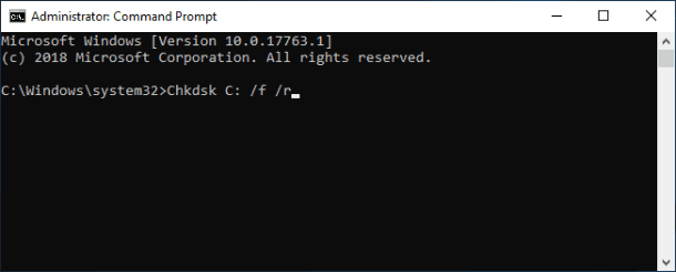 CMD. Chkdsk C: /f /r