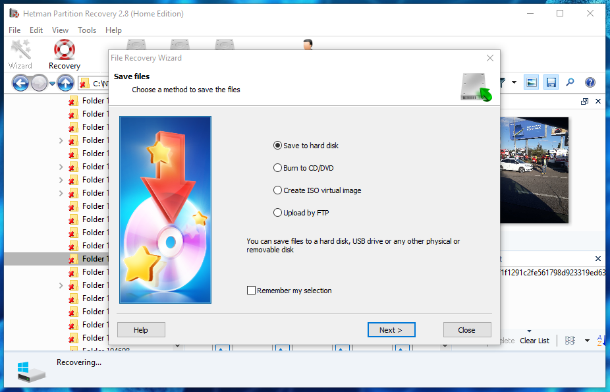 Hetman Partition Recovery. Decide how you’d like to save the selected files