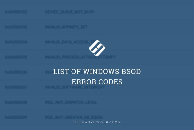 List of Windows BSoD Error Codes