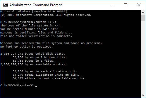 Command Prompt: The type of the file system is FAT