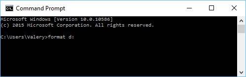 Command prompt: format d:
