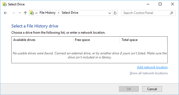Select Drive for Save History