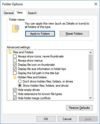 Folder options