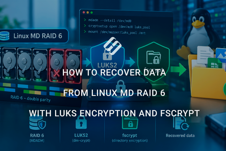 How to recover data from Linux MD RAID 6 with LUKS encryption and fscrypt