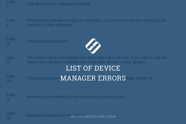 List of Device Manager Errors