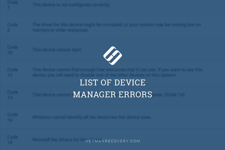 Device Manager Errors: Сomprehensive List