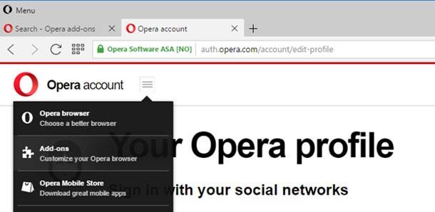 Opera account