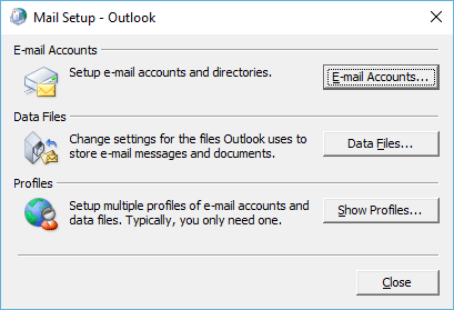 E-mail accounts in Outlook 2010