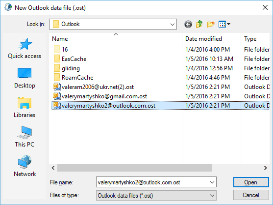 OutLook Data File Saving