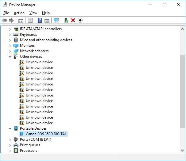 Portable drives in device manager