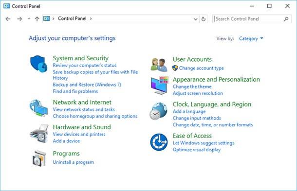 Go to Control Panel, switch to System and Security